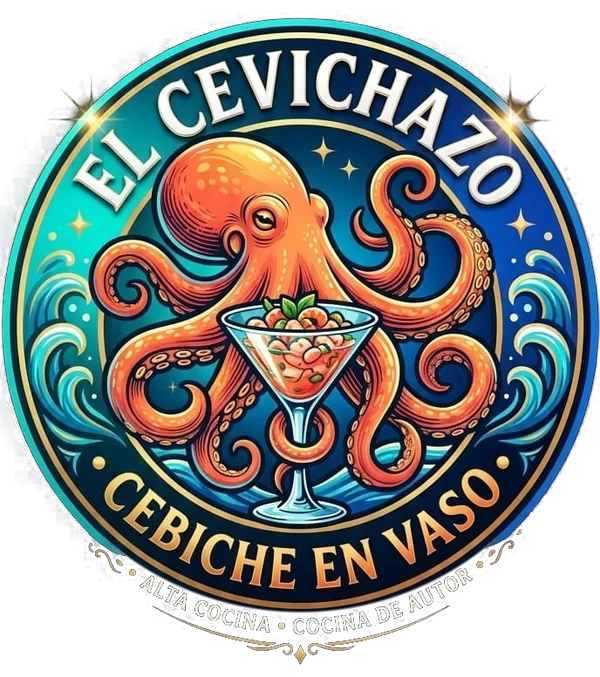 Logo de El Cevichazo: un pulpo con una copa de ceviche